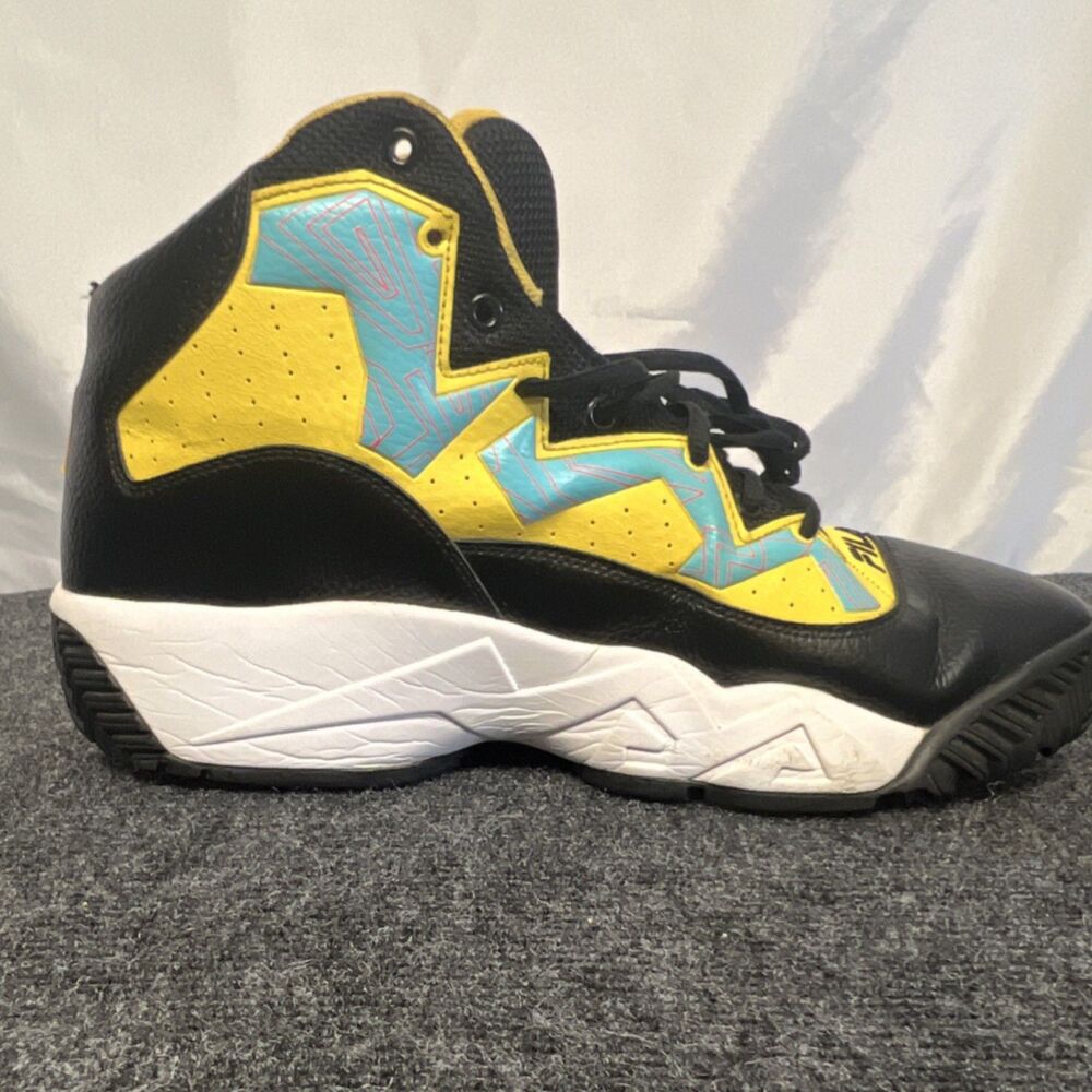 FILA MB High Top Basketball Sneakers Black Yellow Blue Men's Athletic Shoes 13 - Picture 11 of 16